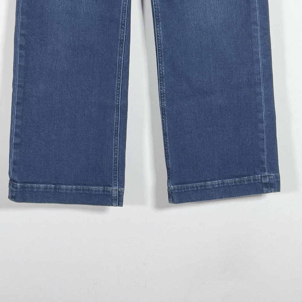 J. Crew High Rise Trouser Jeans Women Sz 28 Blue Wide‎ Leg Stretch